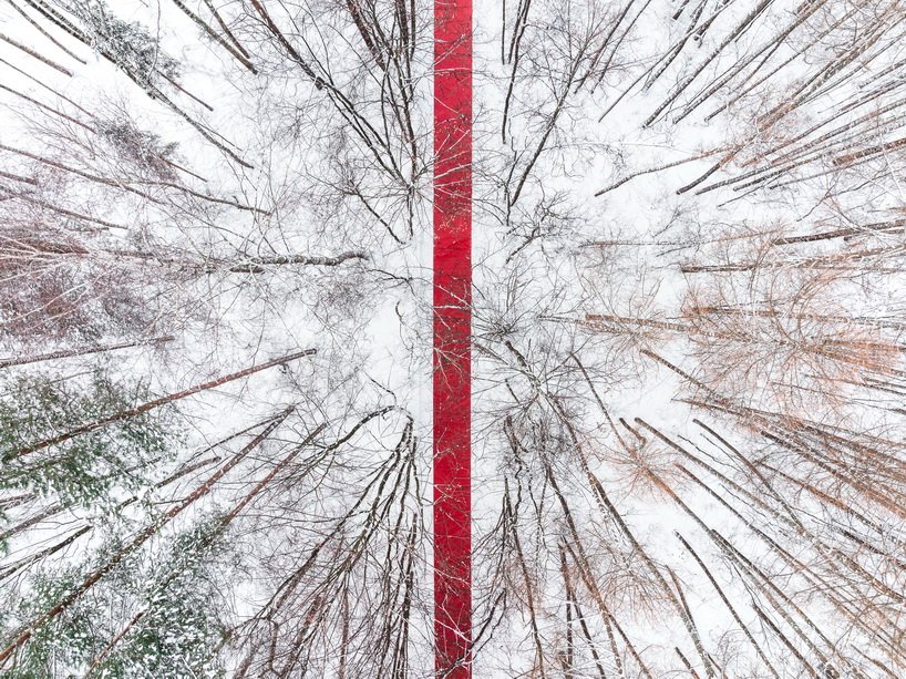 Un Red Carpet nella magnifica foresta bianca. PH Konstantin Antipin