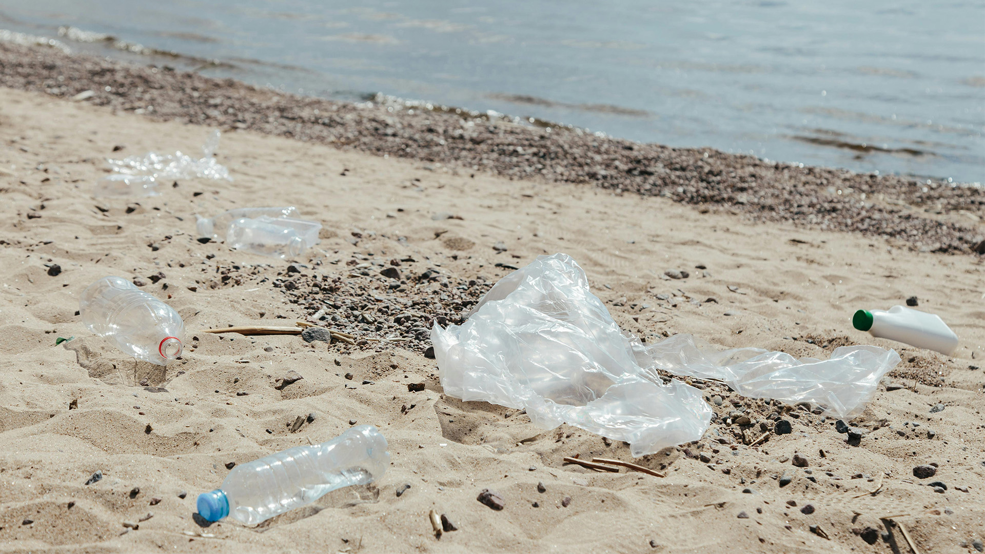 Immagine di Ron Lach - Bottiglia di plastica sulla sabbia